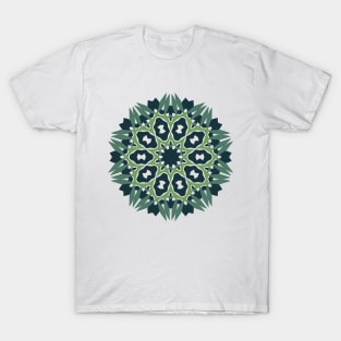 Green Shades Leaf Mandala T-Shirt